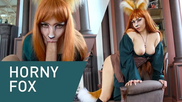 Horny Fox Sucks Huge Cock Eagerly! Cosplay