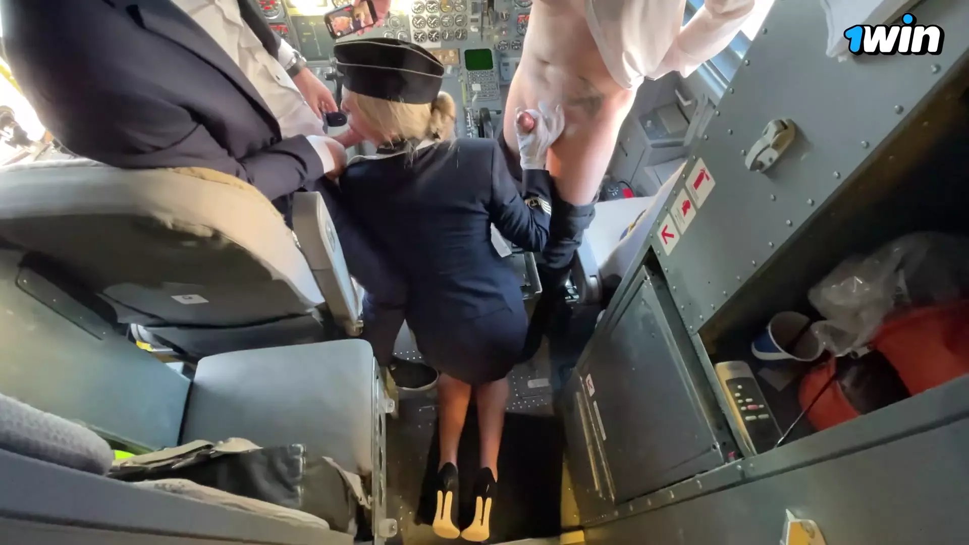 Newbee Flight Attendant have to Please both Pilots Right in the Cockpit thumbnail